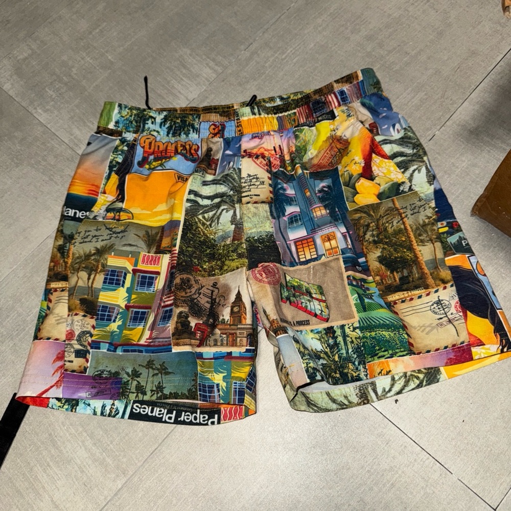 Vibrant Flat Front Shorts with Tropical Print